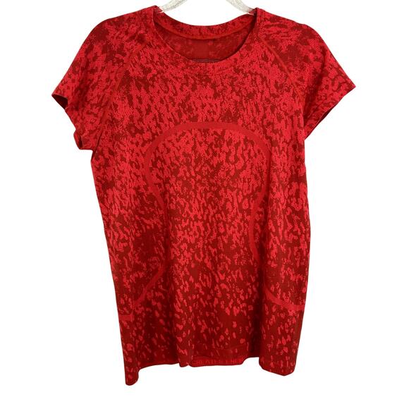 Lululemon Swiftly Tech Short Sleeve Womens Size 12 Cover Camo Red Rock Flare
